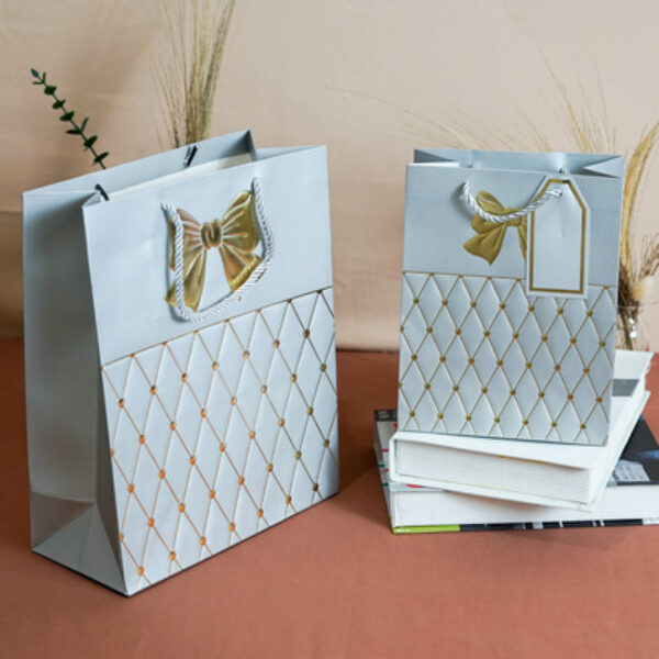 Paper Bag Emas Pita Emboss SS 2 Abu