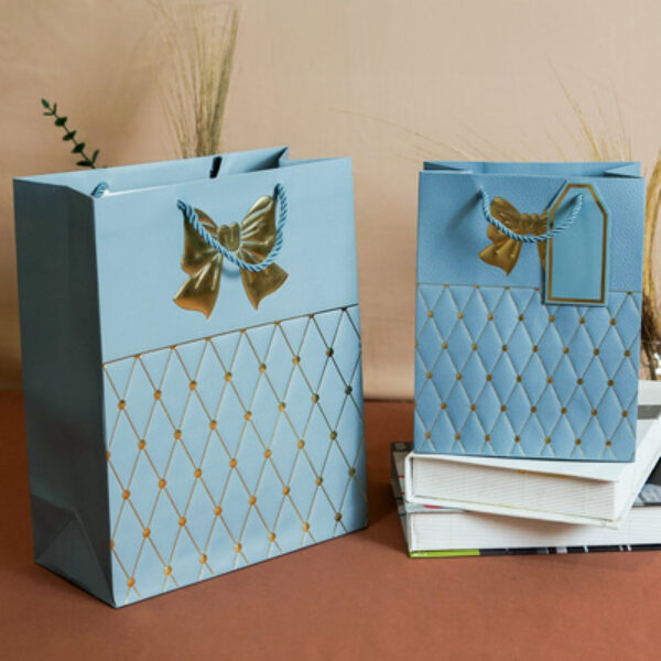 Paper Bag Emas Pita Emboss SS 2 Biru