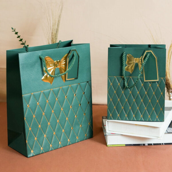 Paper Bag Emas Pita Emboss SS 2 Ijo Army