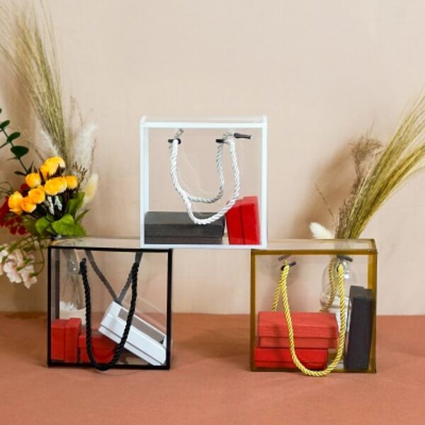 Flower Box Mika Transparant Serba Guna Gold