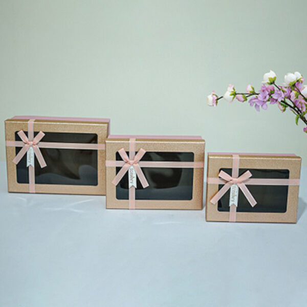 Gift Box Transparan Pita Persegi Panjang Cream