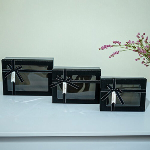 Gift Box Transparan Pita Persegi Panjang Hitam