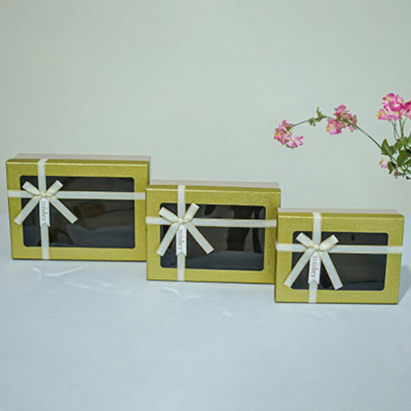Gift Box Transparan Pita Persegi Panjang Kuning