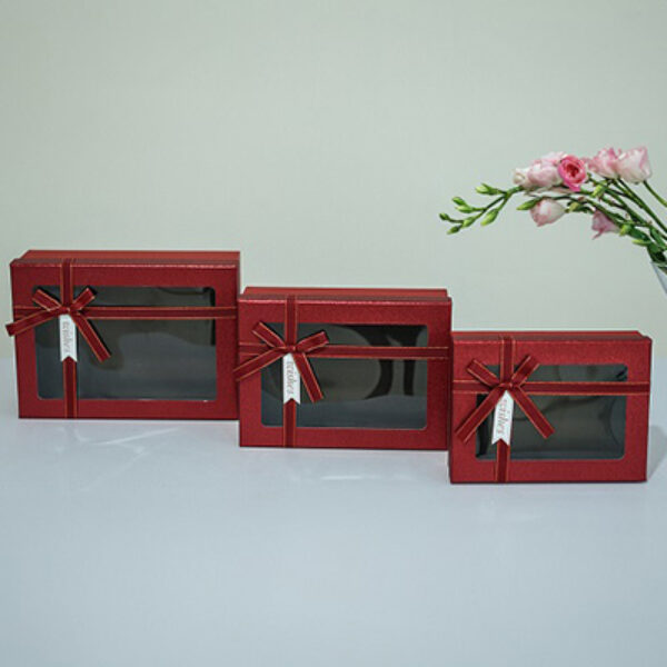 Gift Box Transparan Pita Persegi Panjang Merah