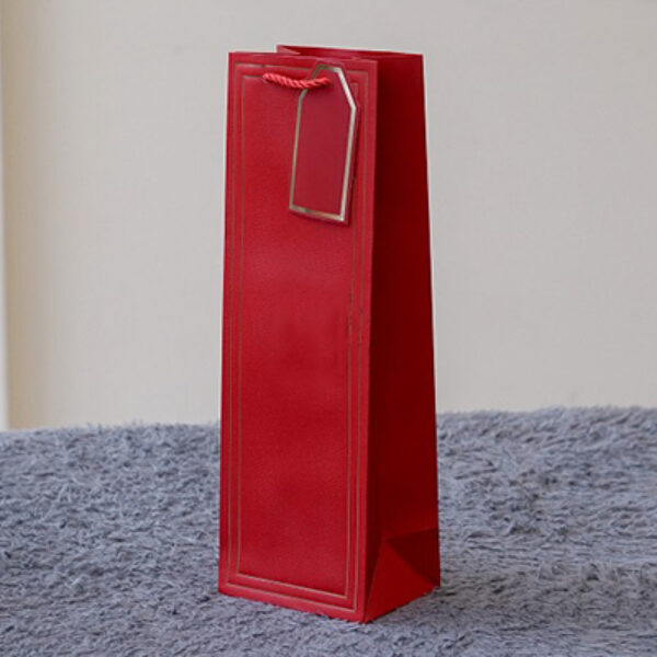 Paper Bag Botol Emboss Double List Merah