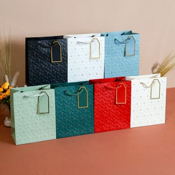 Paper Bag Bunga Emboss Biru