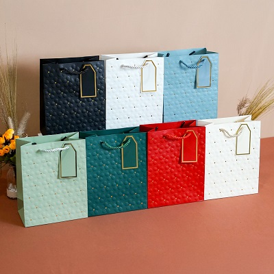 Paper Bag Bunga Emboss Biru