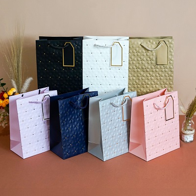 Paper Bag Bunga Emboss Abu