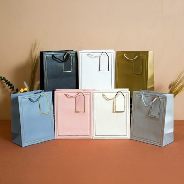 Paper Bag Emboss Double List Gold Ulang Pink