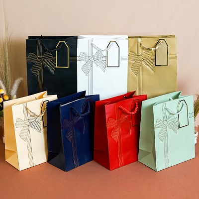 Paper Bag Pita Emas Emboss Biru